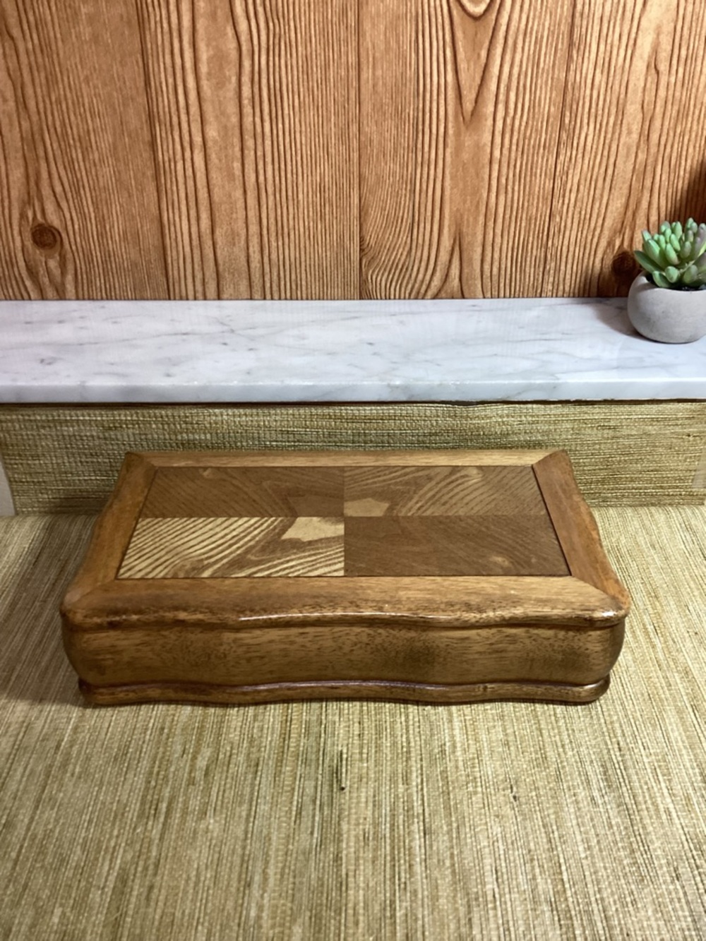 Vintage Wal-Mart 1964-1975 Wooden Decorative Jewelry Box Velvet Lined